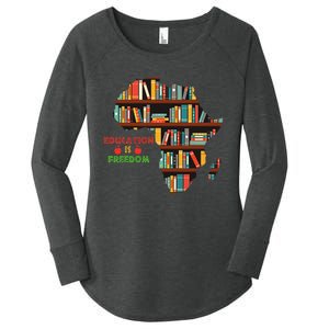 Black History Month Education Is Freedom Book Reader Women's Perfect Tri Tunic Long Sleeve Shirt