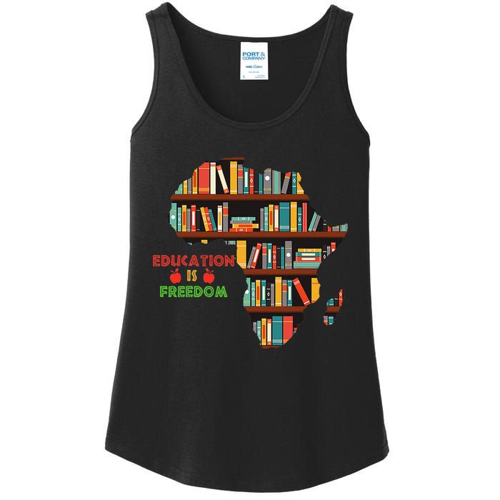 Black History Month Education Is Freedom Book Reader Ladies Essential Tank