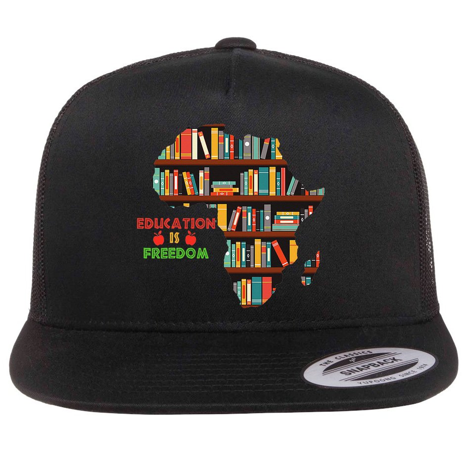 Black History Month Education Is Freedom Book Reader Flat Bill Trucker Hat