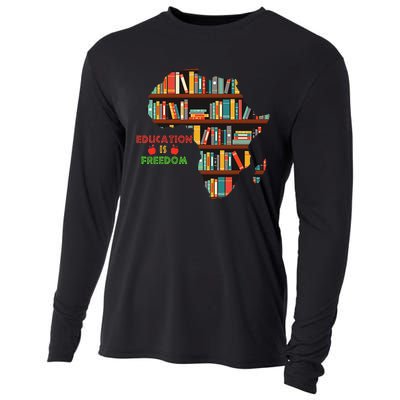 Black History Month Education Is Freedom Book Reader Cooling Performance Long Sleeve Crew