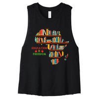 Black History Month Education Is Freedom Book Reader Women's Racerback Cropped Tank