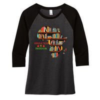 Black History Month Education Is Freedom Book Reader Women's Tri-Blend 3/4-Sleeve Raglan Shirt