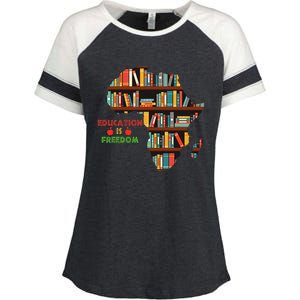 Black History Month Education Is Freedom Book Reader Enza Ladies Jersey Colorblock Tee