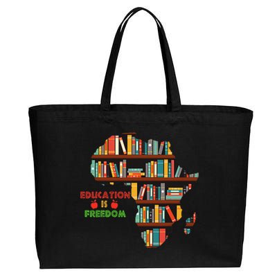 Black History Month Education Is Freedom Book Reader Cotton Canvas Jumbo Tote