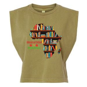 Black History Month Education Is Freedom Book Reader Garment-Dyed Women's Muscle Tee