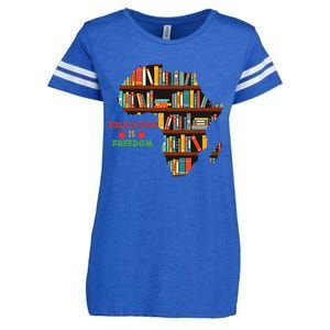 Black History Month Education Is Freedom Book Reader Enza Ladies Jersey Football T-Shirt