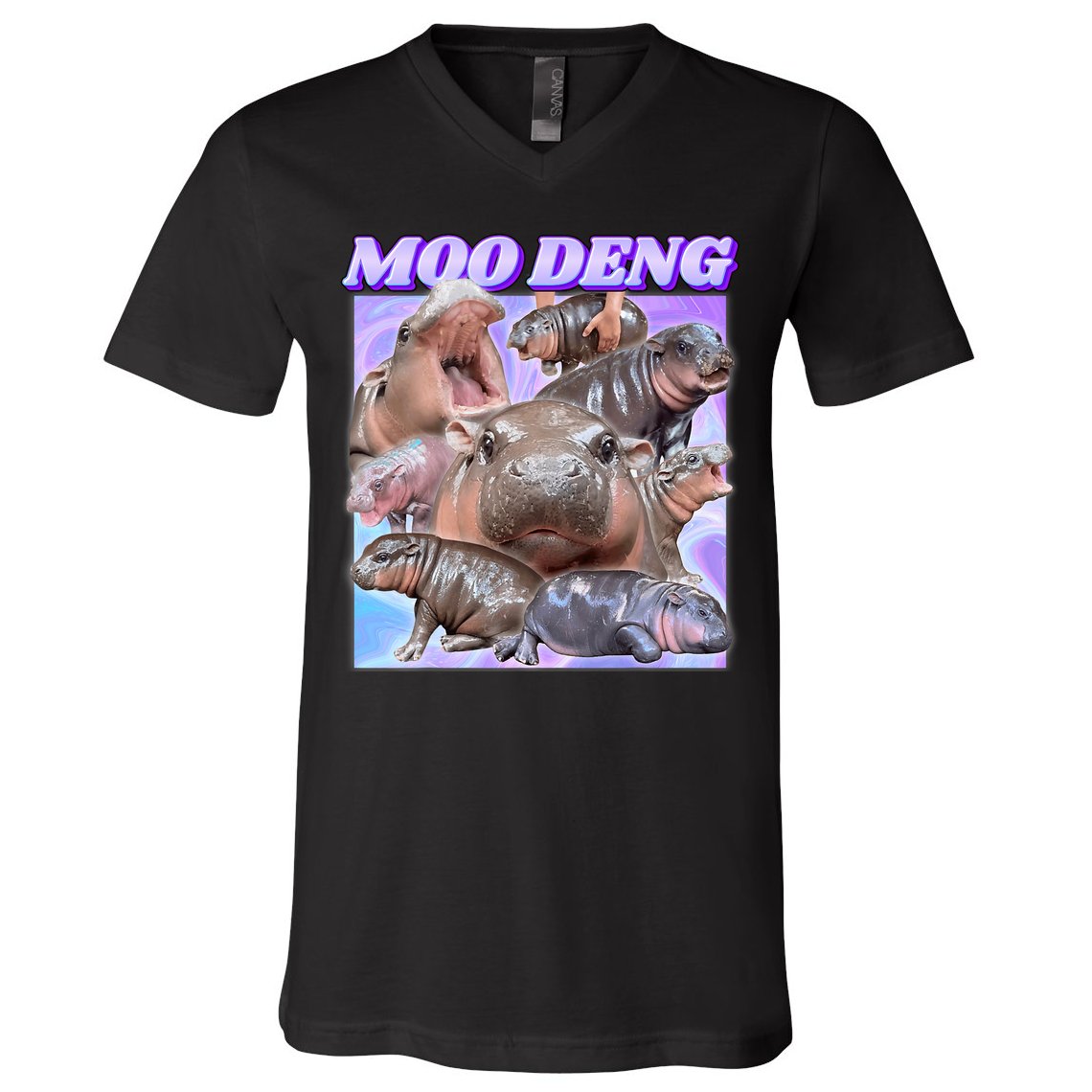 Baby Hippo Moo Deng V-Neck T-Shirt