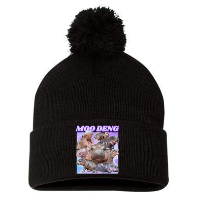 Baby Hippo Moo Deng Pom Pom 12in Knit Beanie