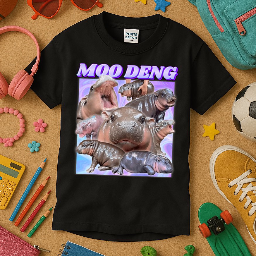 Baby Hippo Moo Deng Kids T-Shirt