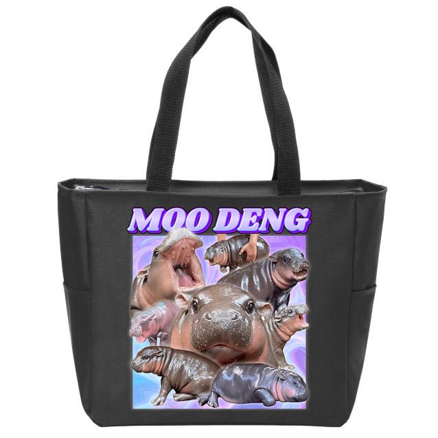 Baby Hippo Moo Deng Zip Tote Bag