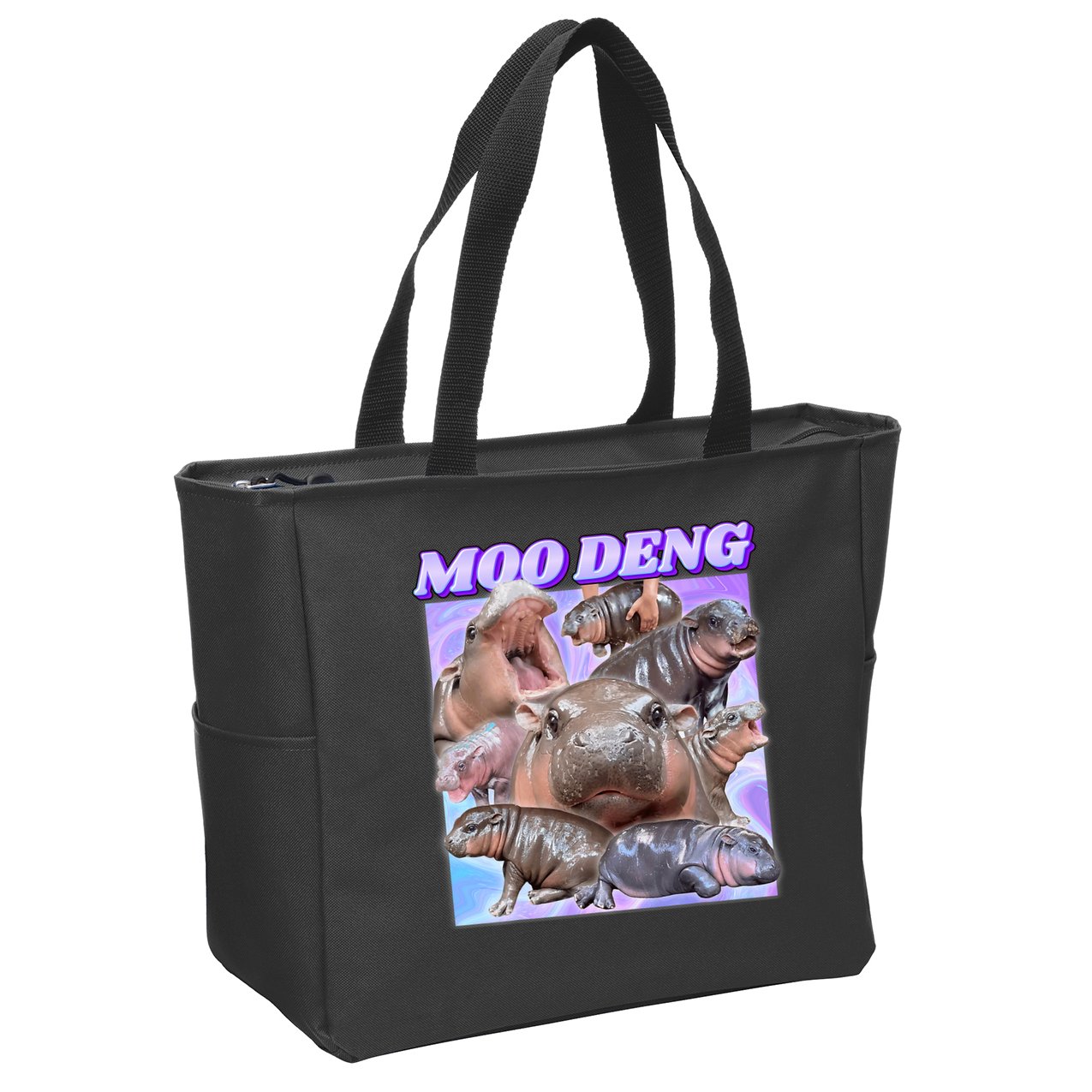 Baby Hippo Moo Deng Zip Tote Bag