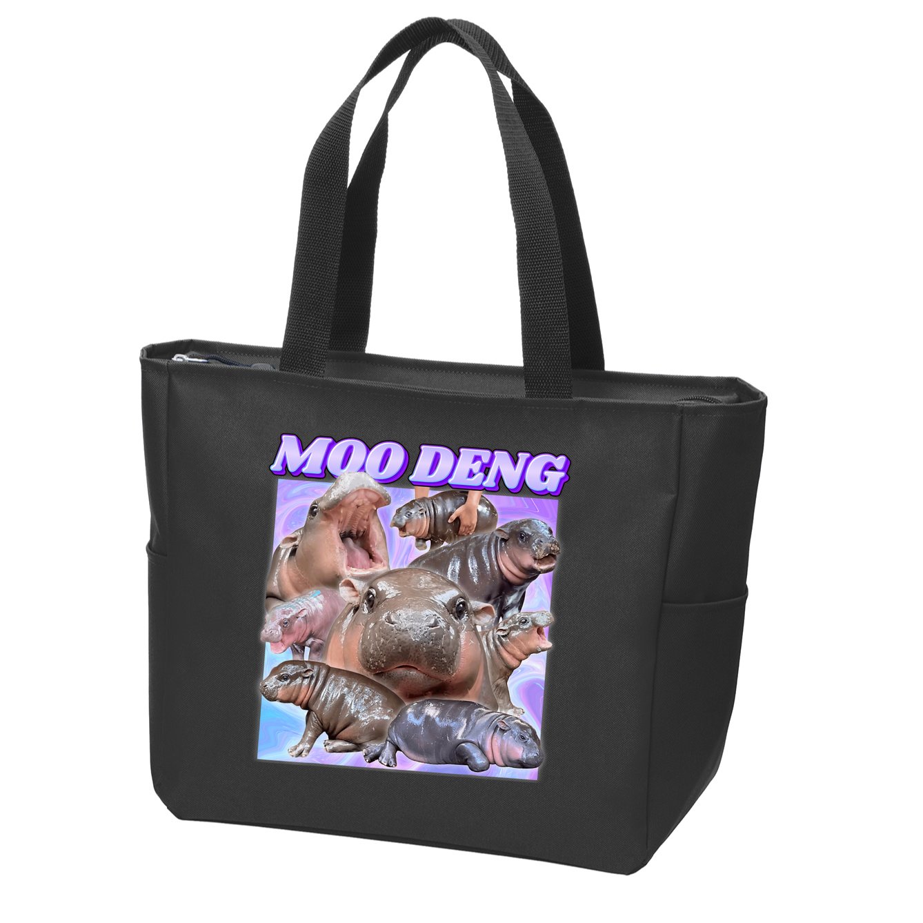 Baby Hippo Moo Deng Zip Tote Bag