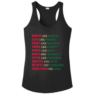 Black History Month Dream Like Martin Lead Like Harriet Ladies PosiCharge Competitor Racerback Tank