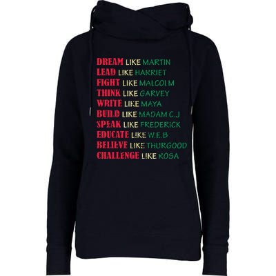 Black History Month Dream Like Martin Lead Like Harriet Womens Funnel Neck Pullover Hood