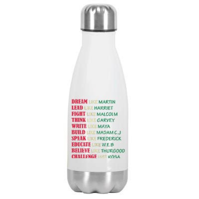 Black History Month Dream Like Martin Lead Like Harriet Stainless Steel Insulated Water Bottle