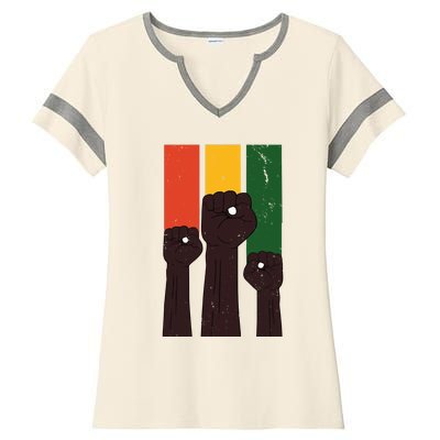 Black History Month Fist Pride Ladies Halftime Notch Neck Tee