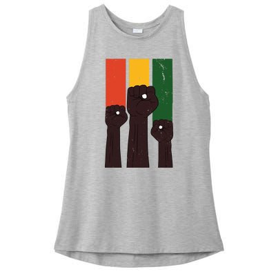 Black History Month Fist Pride Ladies PosiCharge Tri-Blend Wicking Tank