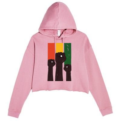 Black History Month Fist Pride Crop Fleece Hoodie