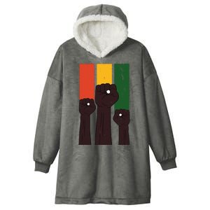 Black History Month Fist Pride Hooded Wearable Blanket