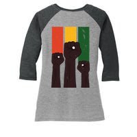 Black History Month Fist Pride Women's Tri-Blend 3/4-Sleeve Raglan Shirt