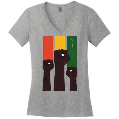 Black History Month Fist Pride Women's V-Neck T-Shirt