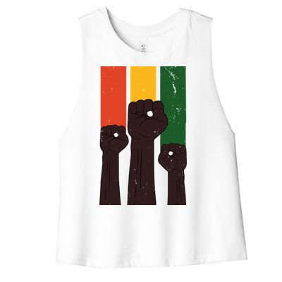 Black History Month Fist Pride Women's Racerback Cropped Tank