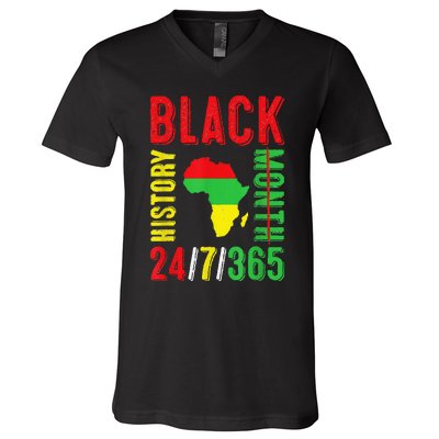 Black History Month 247365 Gift Pride African American V-Neck T-Shirt