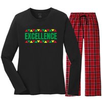 Black History Month Decorations, Excellence Black History Women's Long Sleeve Flannel Pajama Set 