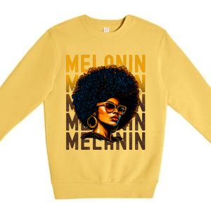 Black History Month Afro Lover Black Strong Women Afro Love Melanin African Girl Premium Crewneck Sweatshirt