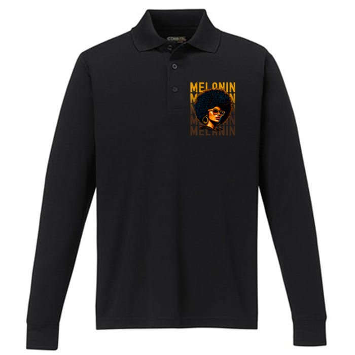 Black History Month Afro Lover Black Strong Women Afro Love Melanin African Girl Performance Long Sleeve Polo