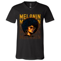 Black History Month Afro Lover Black Strong Women Afro Love Melanin African Girl V-Neck T-Shirt