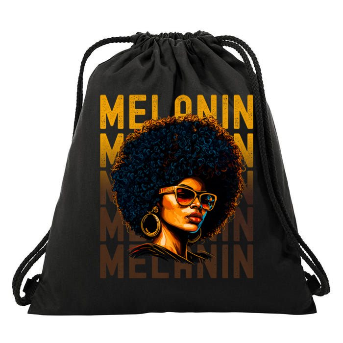 Black History Month Afro Lover Black Strong Women Afro Love Melanin African Girl Drawstring Bag