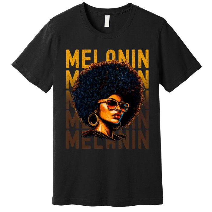 Black History Month Afro Lover Black Strong Women Afro Love Melanin African Girl Premium T-Shirt