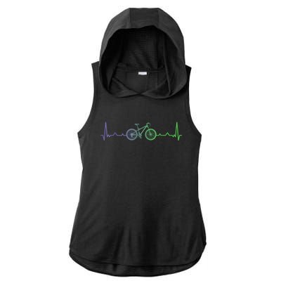 Bicycle Heartbeat Mountain Bike MTB Ladies PosiCharge Tri-Blend Wicking Draft Hoodie Tank