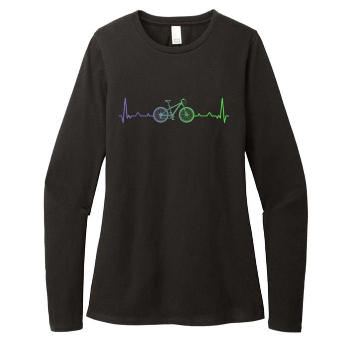 Bicycle Heartbeat Mountain Bike MTB Womens CVC Long Sleeve Shirt