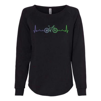 Bicycle Heartbeat Mountain Bike MTB Womens California Wash Sweatshirt