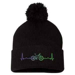 Bicycle Heartbeat Mountain Bike MTB Pom Pom 12in Knit Beanie