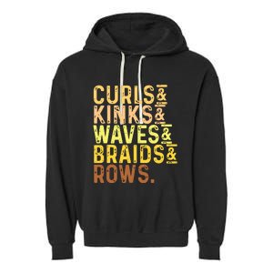 Black History Month Womens Curls Kinks Waves Braids Rows Garment-Dyed Fleece Hoodie