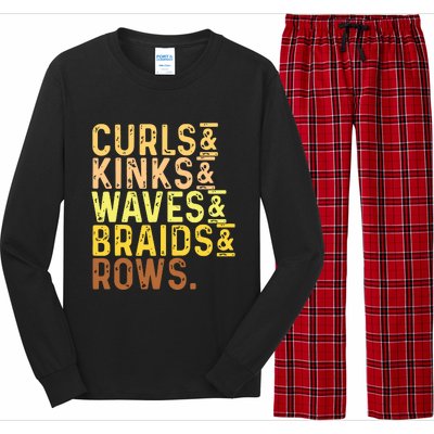 Black History Month Womens Curls Kinks Waves Braids Rows Long Sleeve Pajama Set