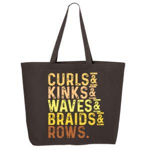 Black History Month Womens Curls Kinks Waves Braids Rows 25L Jumbo Tote