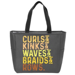 Black History Month Womens Curls Kinks Waves Braids Rows Zip Tote Bag