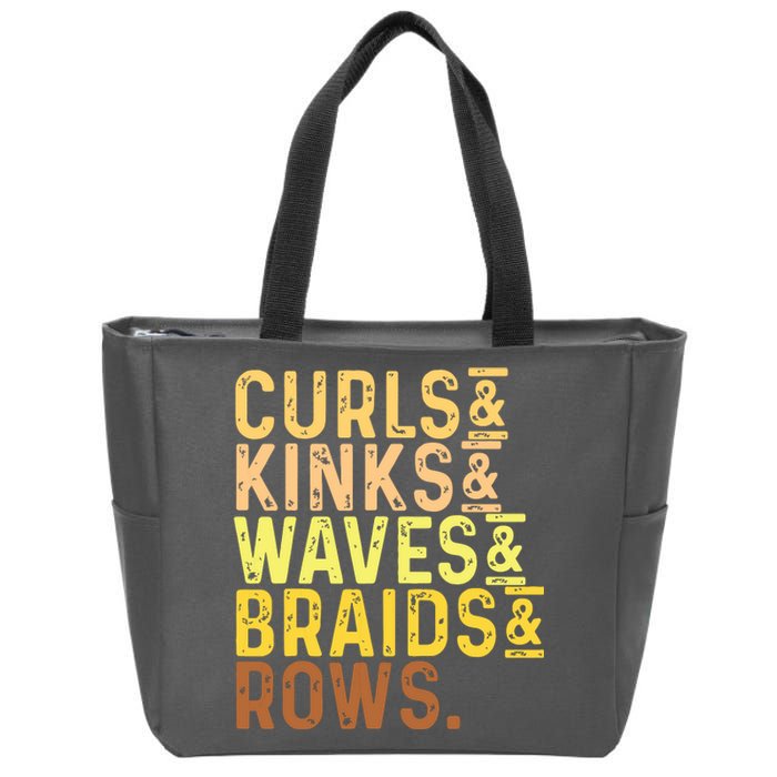 Black History Month Womens Curls Kinks Waves Braids Rows Zip Tote Bag