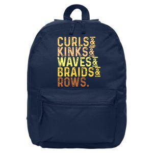 Black History Month Womens Curls Kinks Waves Braids Rows 16 in Basic Backpack