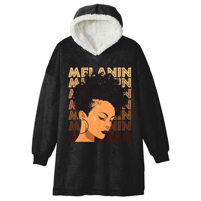 Black History Month Afro Lover Black Strong Women Afro Love Melanin African Girl Hooded Wearable Blanket