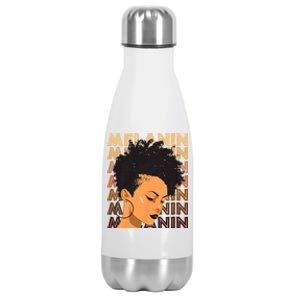 Black History Month Afro Lover Black Strong Women Afro Love Melanin African Girl Stainless Steel Insulated Water Bottle