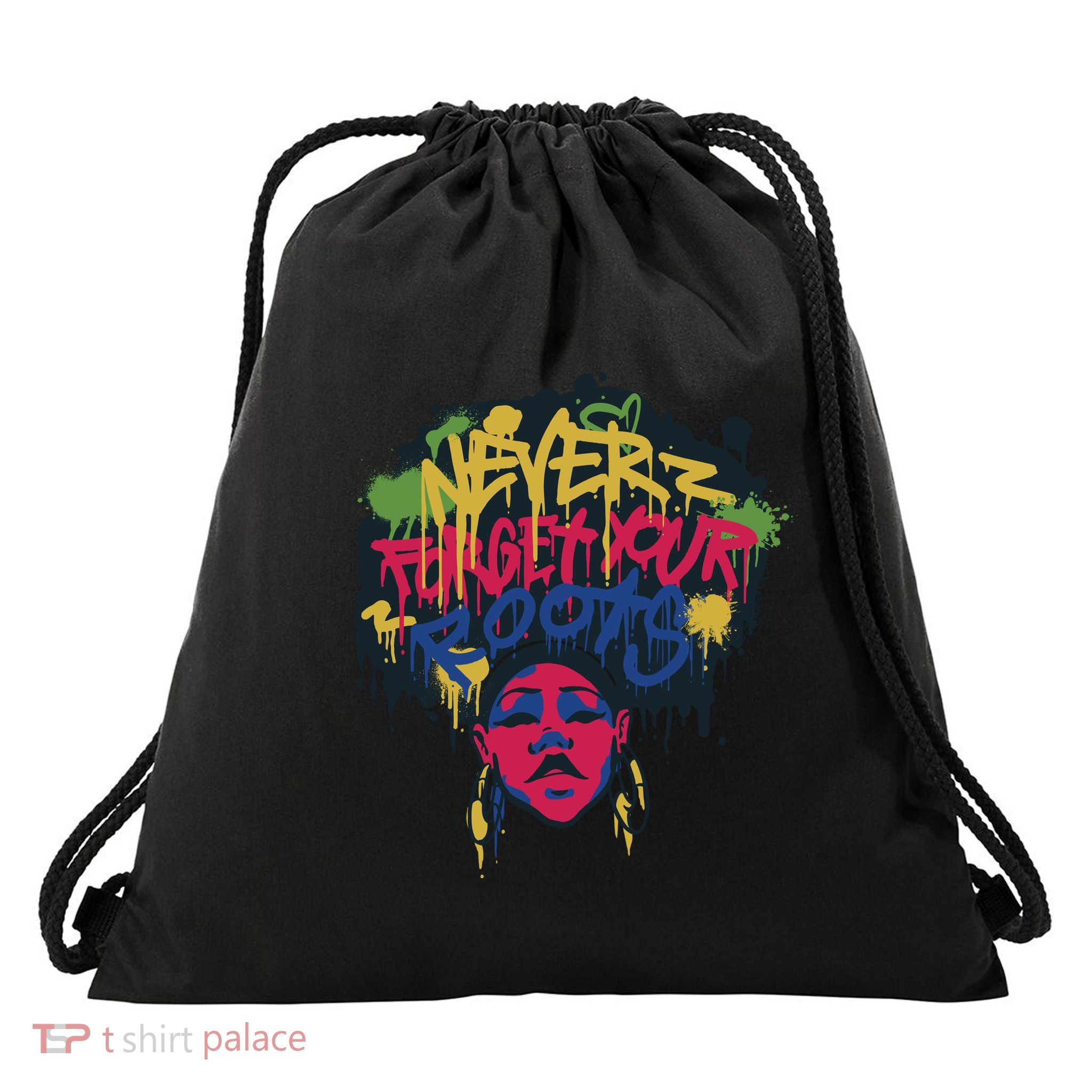 Black History Month Never Forget Your Roots Afro Drawstring Bag