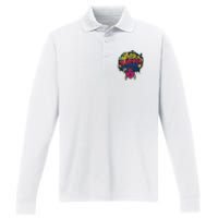 Black History Month Never Forget Your Roots Afro Performance Long Sleeve Polo