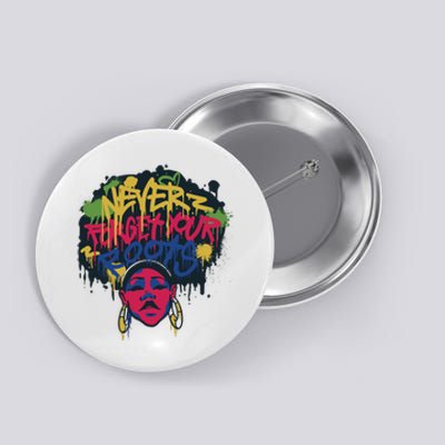 Black History Month Never Forget Your Roots Afro Button