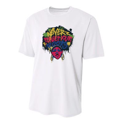 Black History Month Never Forget Your Roots Afro Youth Performance Sprint T-Shirt