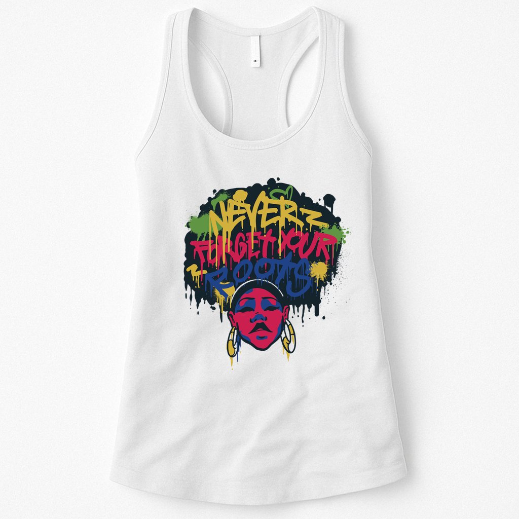 Black History Month Never Forget Your Roots Afro Womens Tank Top